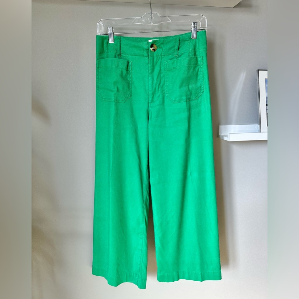 The Colette Linen Crop Wide-Leg Pants by Maeve